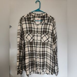 Mossimo Black and White and Green Plaid Shirt